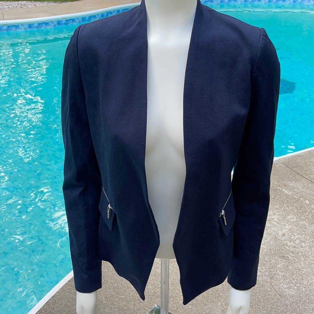 Blue Collarless Jacket